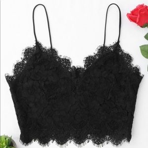 Zaful black Lace Spaghetti Strap Crop Top Size Large